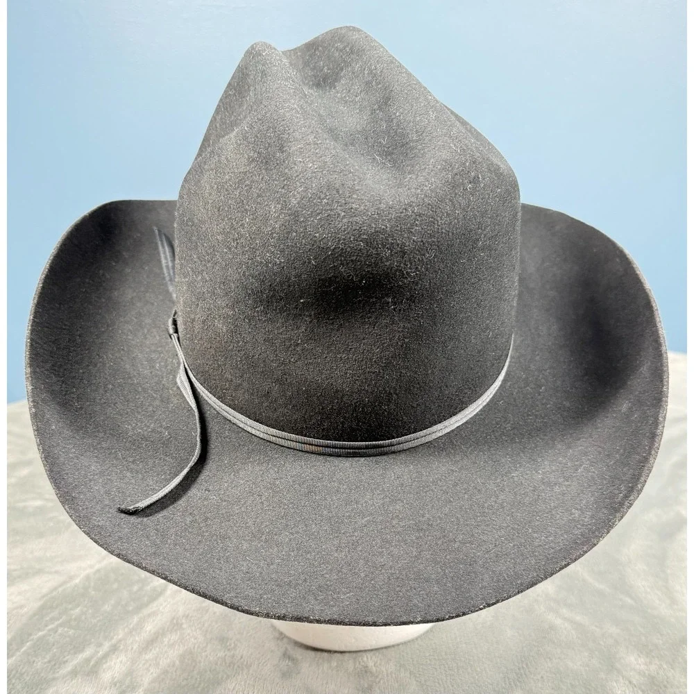 Western Cowboy Hat Mens Gray Wool Dynafelt Wide Brim Cattleman Crease
